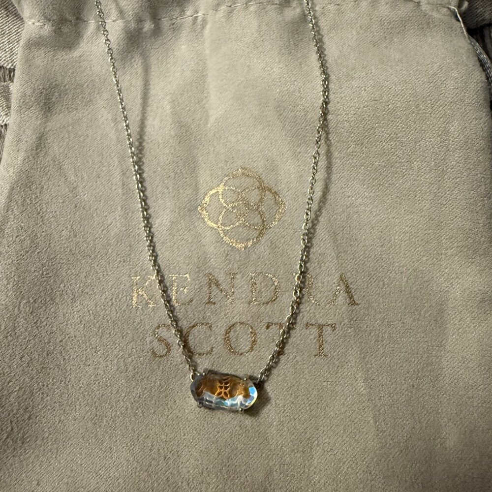 Kendra Scott Ever Pendant Necklace Dichroic Glass Silver - No Longer Available